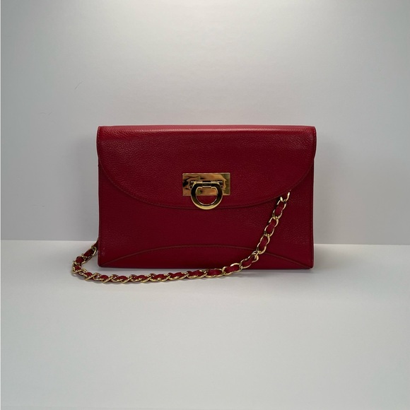 Kate Landry Handbags - Kate Landry Shoulder Bag w/ Chain Strap - red/gold